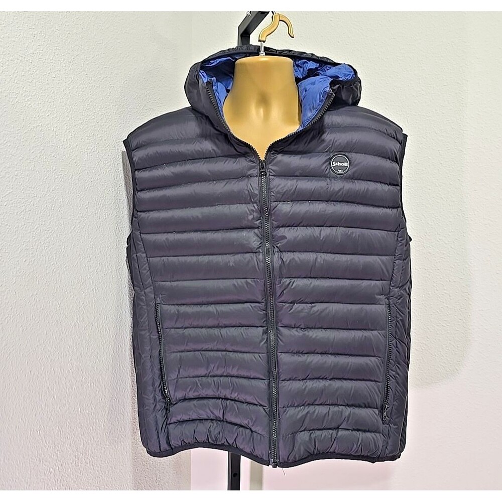 Schott NYC Performance Down Puffer Vest Hooded Mens Sz 3X Big Tall Black Thermal
